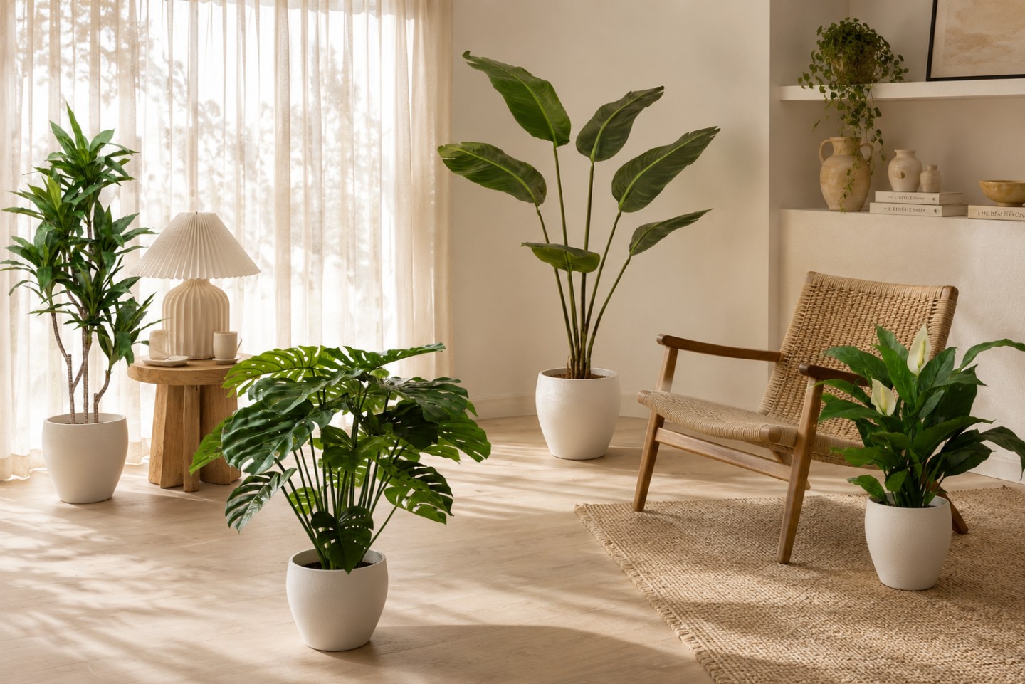 Plantas en maceta en el salón