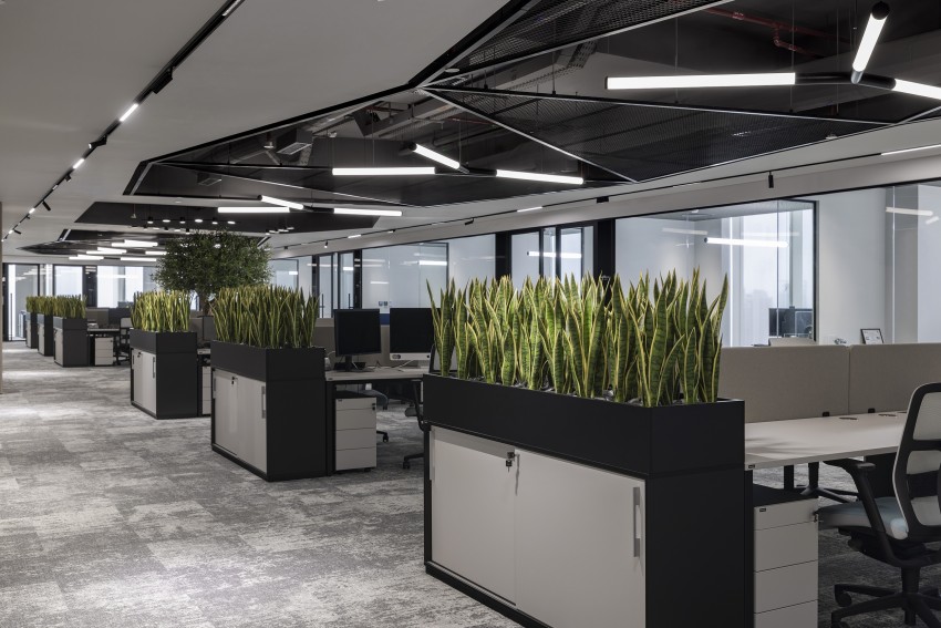 plantas artificiales en las oficinas
